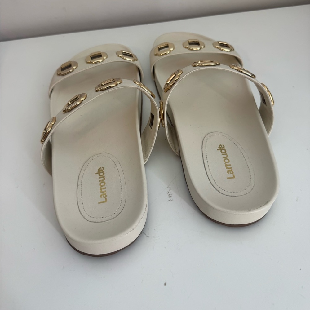 Larroudé Milan Slide In Ivory Leather 9.5 ivory leather - Picture 8 of 12